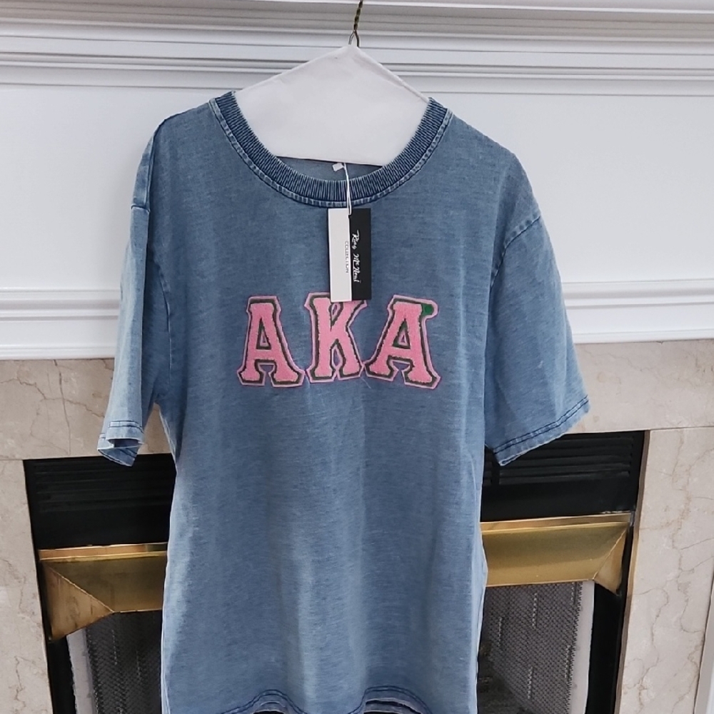 Blue T-Shirt with Pink AKA Letters